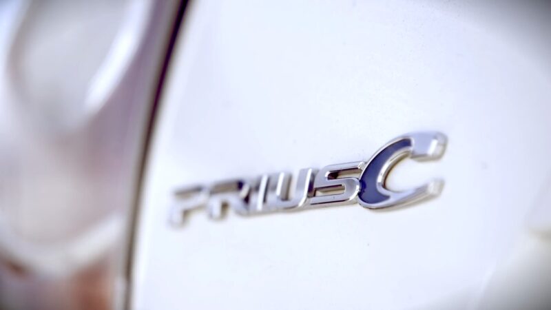 Prius C sign close up