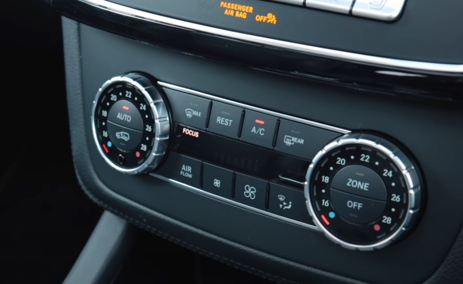 HVAC control buttons inside a car