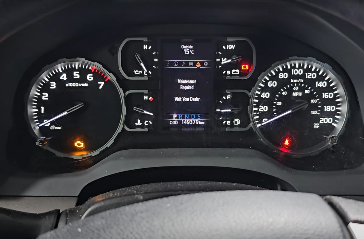 Maintenance required sign on 2019 Tundra