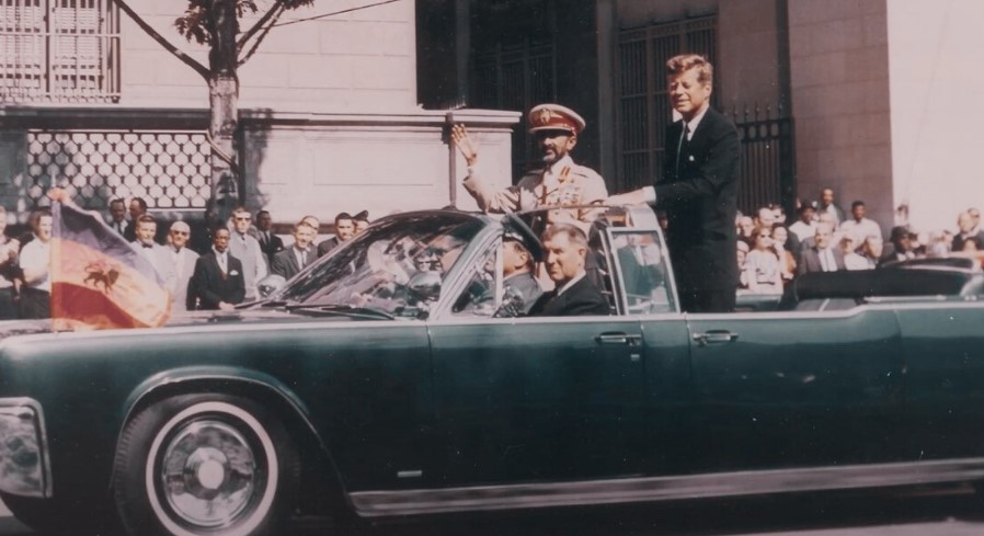 John F Kennedy in his Lincoln Continental