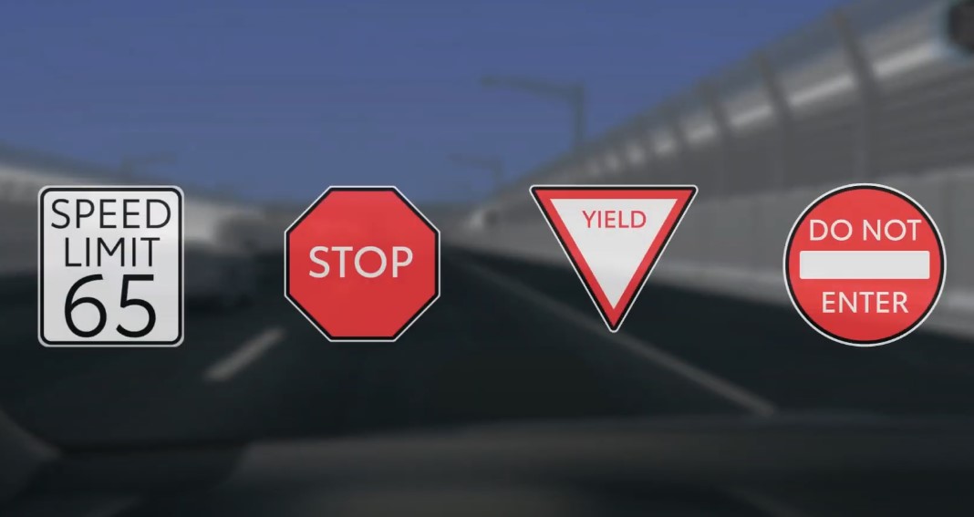 Toyota's RSA system showing various road signs