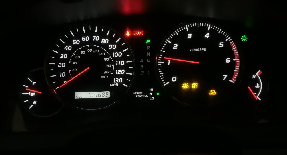 VSC light on a car's dashboard