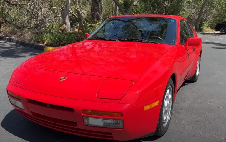 Red Porsche 944 Turbo parked on the road