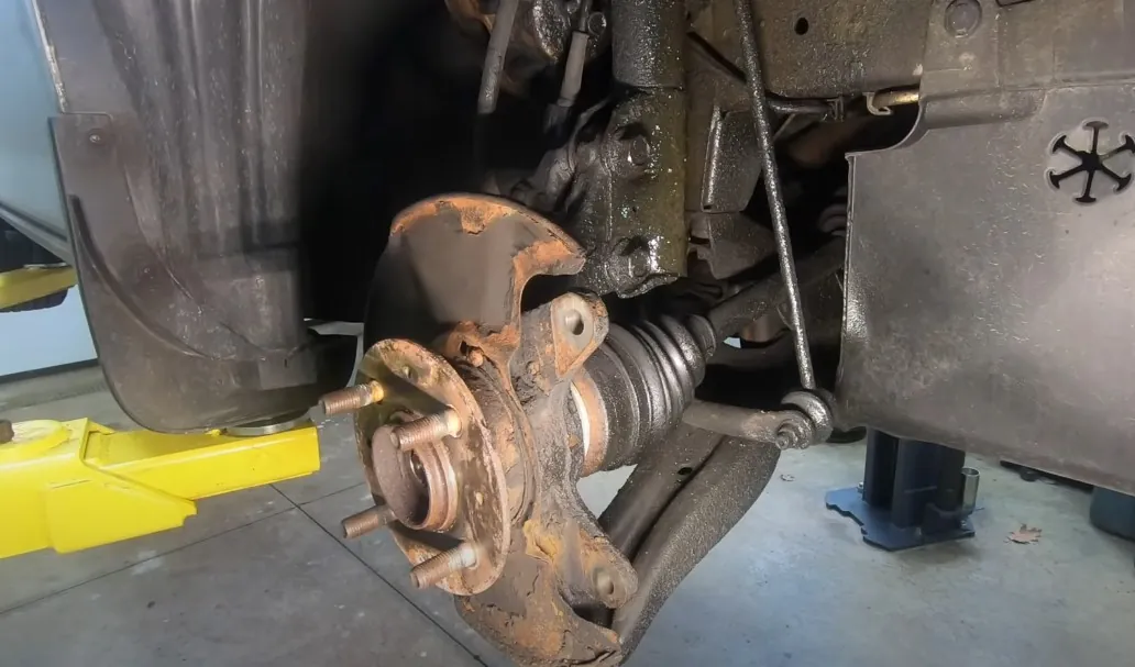 Damaged and rusty wheel bearings