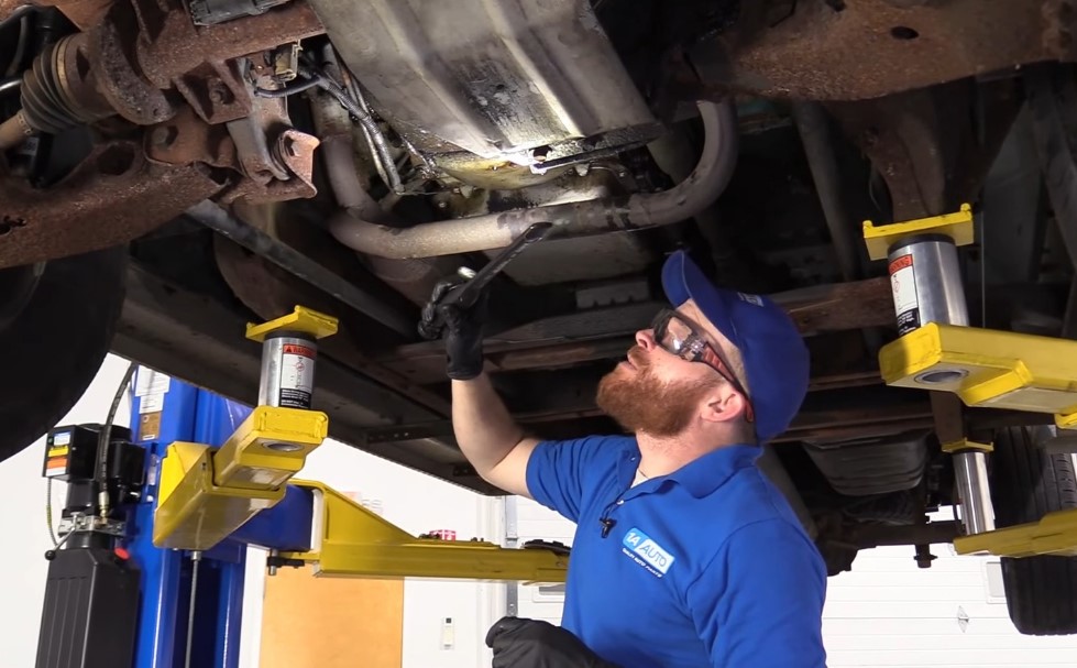 Mechanic fixing a car