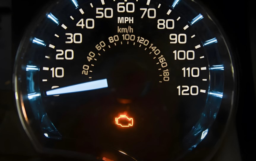 Close up photo of a car's gauge cluster