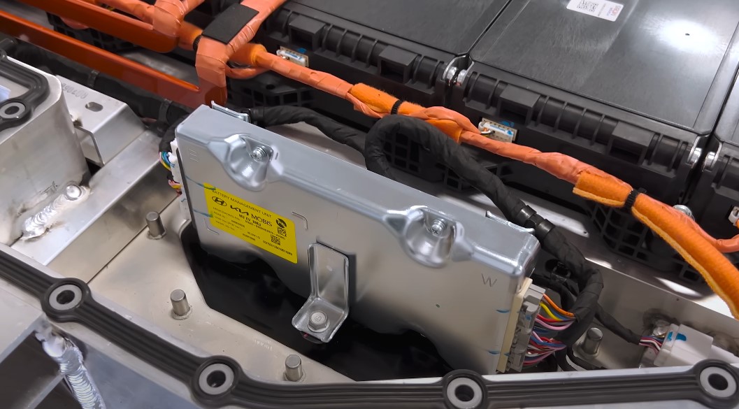 Kia electric battery pack, close up