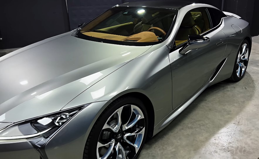 Silver LC 500 model in a car saloon