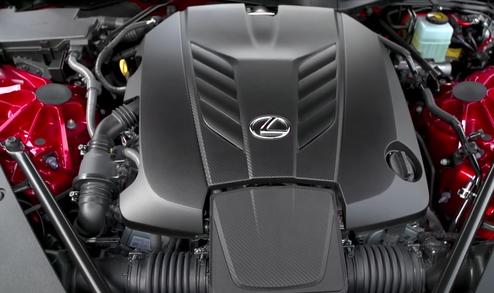 V8 engine under the hood of Lexus LC 500