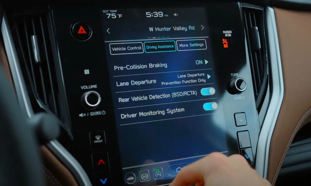 Safety features showed on the Outback's display