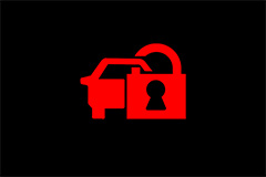 Car and lock symbols creating security indicator light