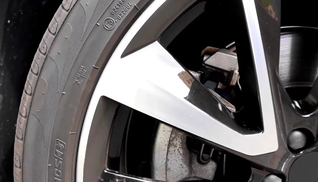 Close up photo of a car's wheel