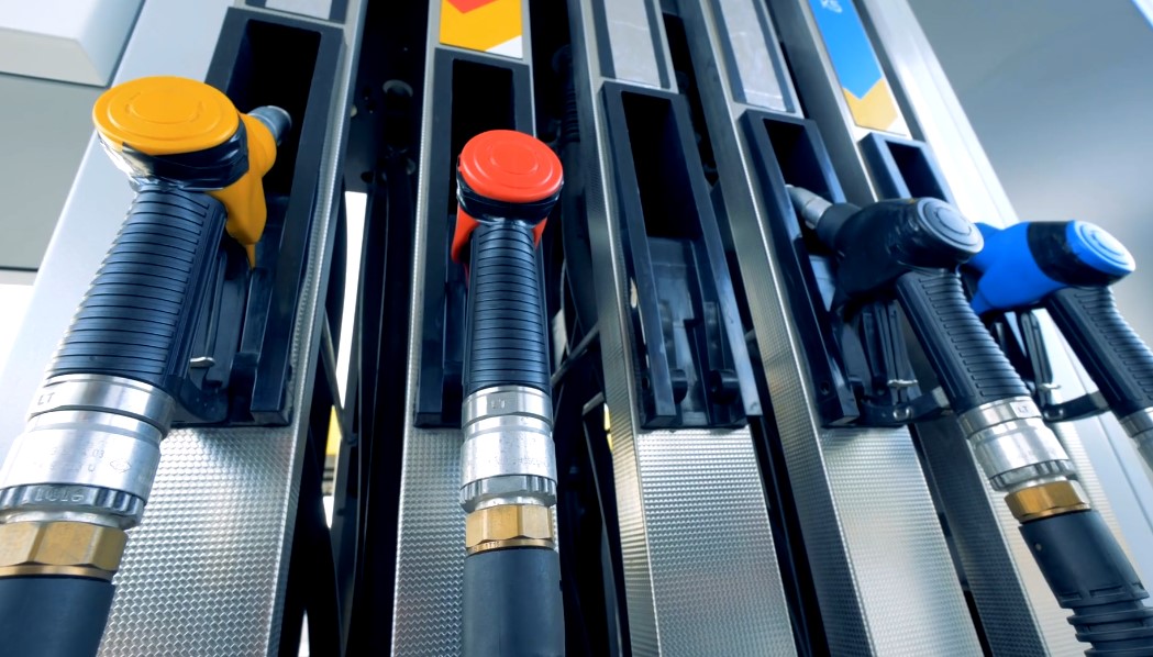 Fuel dispensers at a gas station