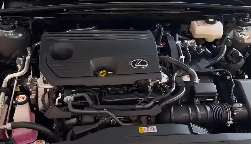 Close up view of Lexus' engine