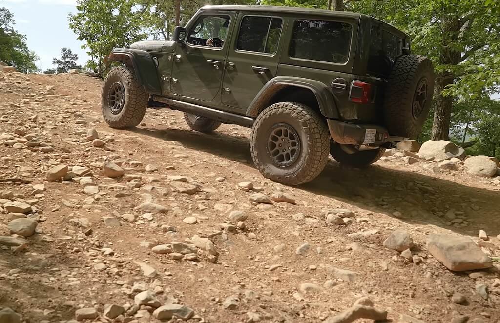 Jeep Wrangler on a gentle incline