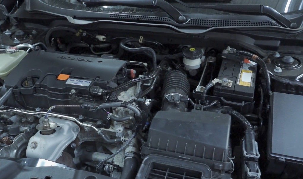 Close-up view of a car engine's complex inner workings