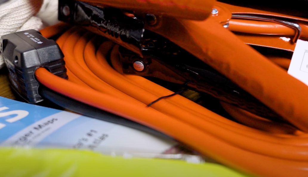 Close-up view of automotive jumper cables