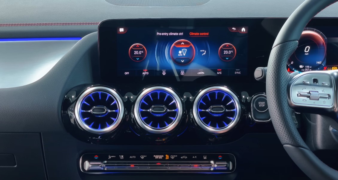 Modern climate control panel with pre-entry climate control settings