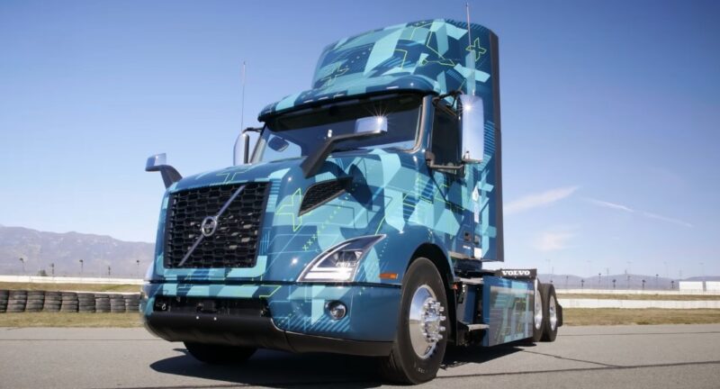 Volvo's self-driving electric truck on the road