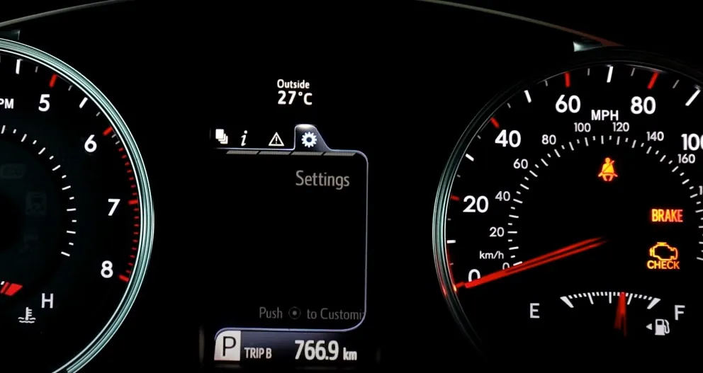 A close-up of the car's dashboard