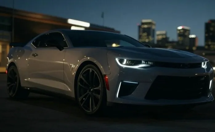 Sleek, modern sports car parked at night