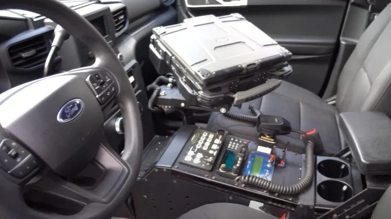 Interior of a Ford police vehicle