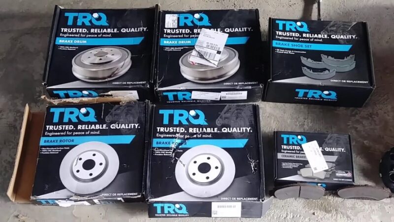 Assorted brake components, ready for installation