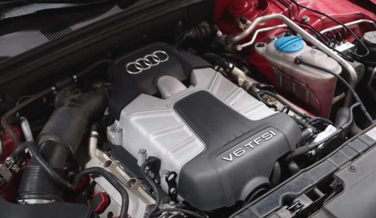 Close up view of Audi V6 engine