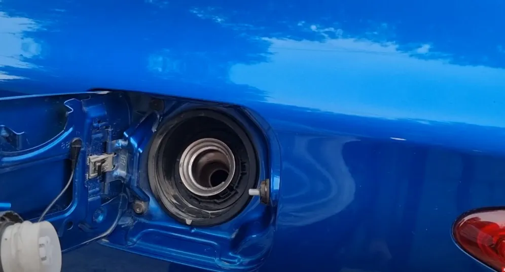 Close-up of a modern car's fuel filler door