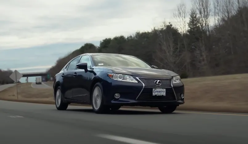 Dark blue Lexus ES on the road