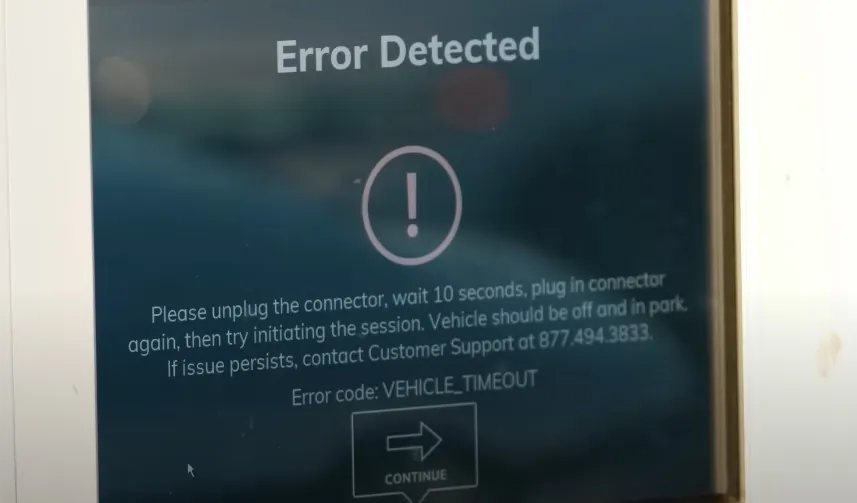 System error message displayed on a screen.