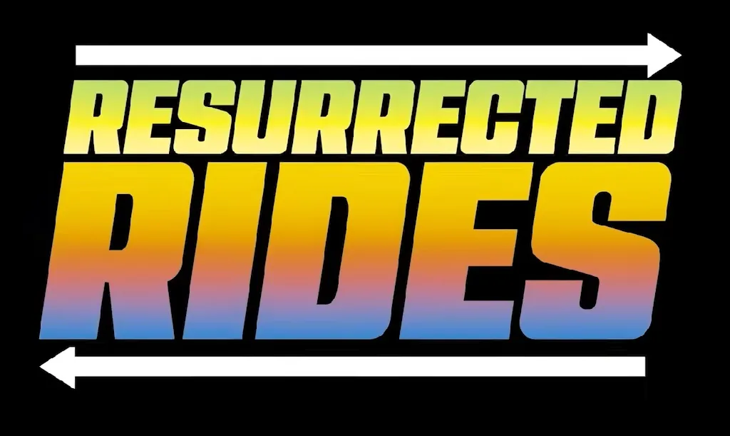 Bold Resurrected Rides logo in gradient yellow-orange-blue text with directional arrows, representing one of the popular car TV shows focused on restoring classic cars