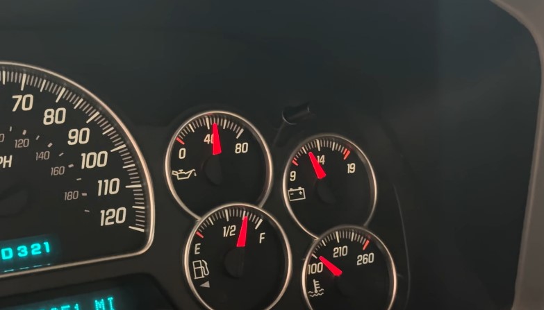 Vehicle dashboard displays current readings