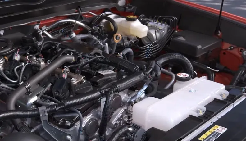 Close up view of Toyota Tacoma engine