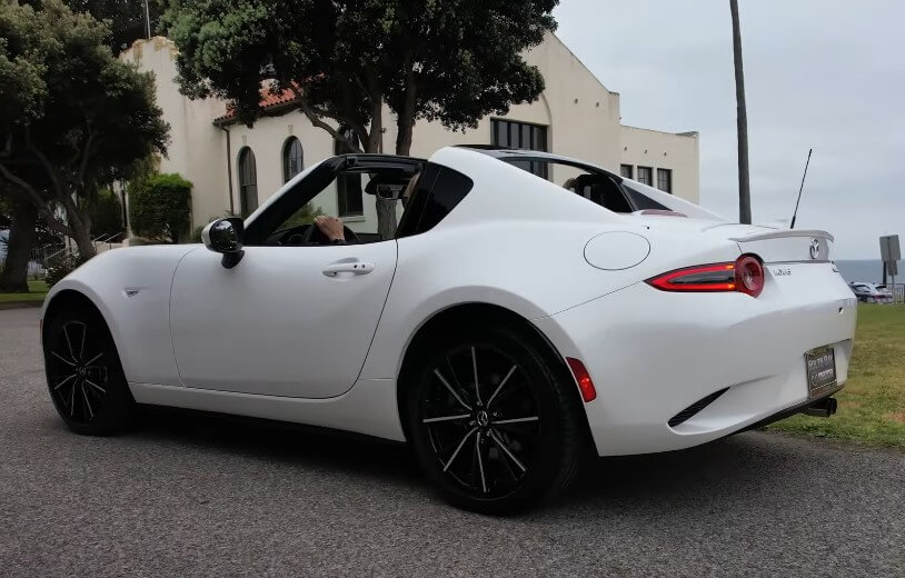 White Mazda MX-5 Miata, close up view