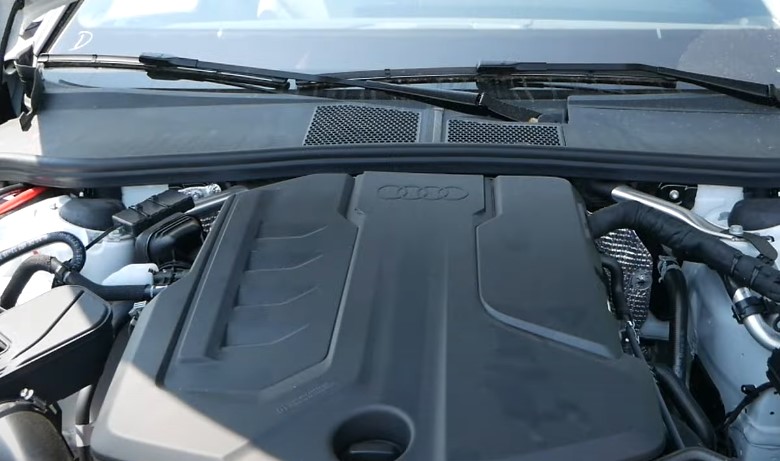Close up of Audi A3 engine under the hood